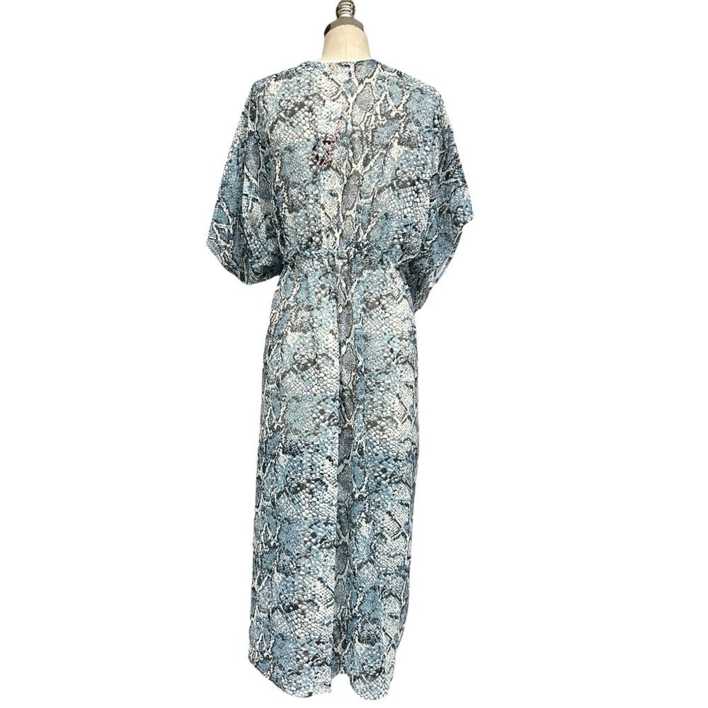 Carlos Santana Blue Snakeskin Print Kaftan Dress One Size NWT - Picture 6 of 11